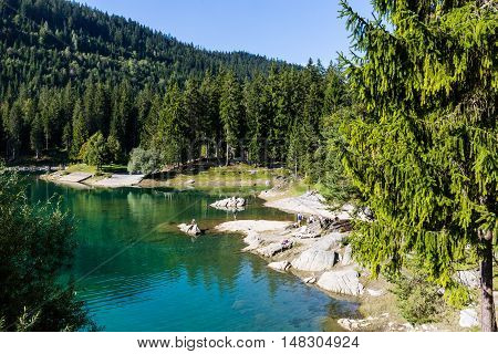 Lake Cauma Near The Village Flims In Switzerland