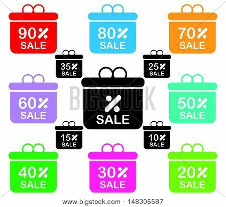 Gift Box Discount Icon With Round Text