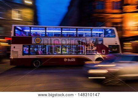 Bus From Lothian Buses At Night In Motion Blur