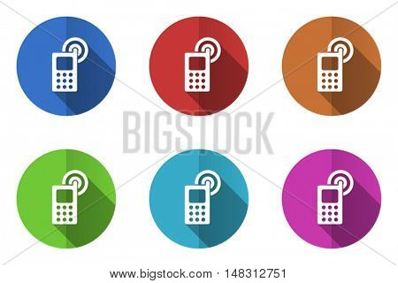 Flat design vector phone icon set. Eps 10 web colorful buttons.