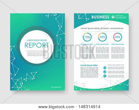 Cover design annual report,vector template brochures, flyers, presentations, leaflet, magazine a4 size. Green gradient abstract background