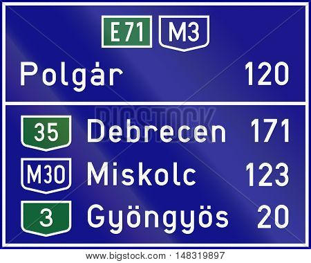 Informatory Hungarian Road Sign - Distance To Destinations