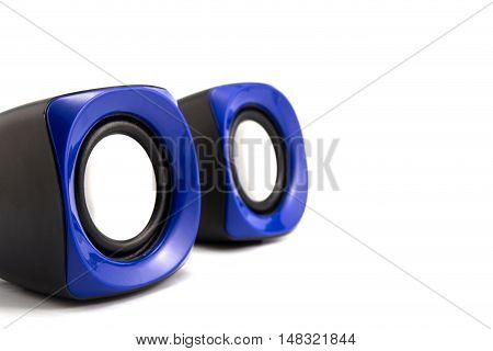 The speakers blue color isolated on white background