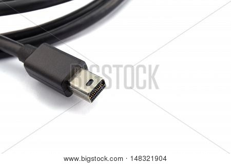 Thunderbolt Cable Closeup Photo. Thunderbolt Data Transfer Cable.