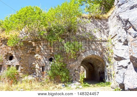 Entrance of the fort in Canfranc of the civil war Spain