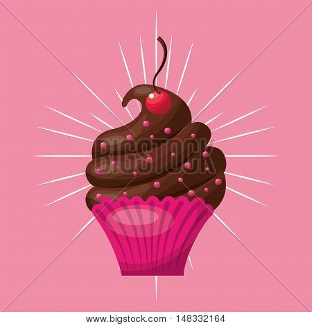 baked goods sweet cupcake vector illustration design
