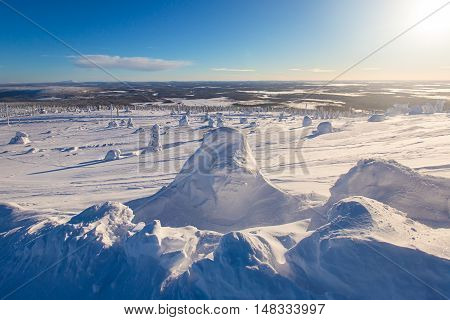 Beautiful Cold Mountain View Of Ski Resort, Sunny Winter Day With Slope, Piste And Ski Lift
