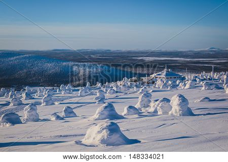 Beautiful Cold Mountain View Of Ski Resort, Sunny Winter Day With Slope, Piste And Ski Lift