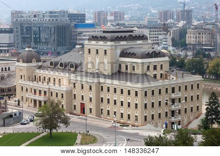 Downtown in the center of Skopje, Macedonia. Skopje is the capital and largest city of the Republic of Macedonia.
