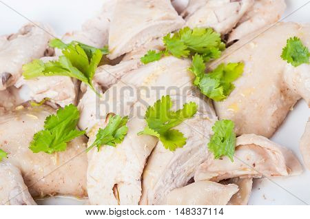 steamed chicken with ginger sauce and thick soy sauce