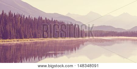 Serenity lake in Alaskan tundra