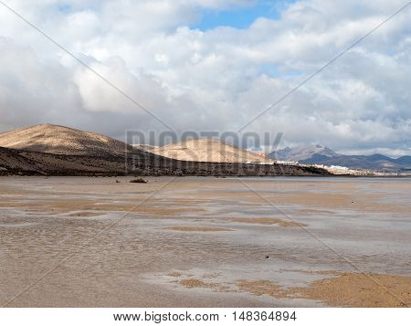 The famous lagoon in Risco El Paso at Playas de Sotavento Fuerteventura