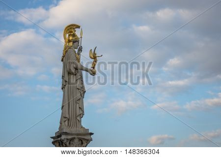 Pallas Athene statue of greek goddess in front of austrian parliament