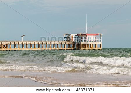 Sea water pumping jetty in Rayong city Thailand .