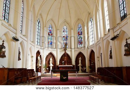 Fleury sur Andelle France - september 7 2016 : the Notre Dame de la Vallee church