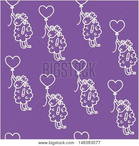 Sheep flies on a balloon. Childrens pattern
