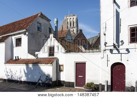 Old historical street in Brielle in the Netherlands