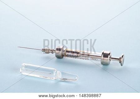 Vintage Insulin Syringe With Insulin Vial