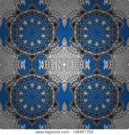 Stock vector elegant card with a circular ethnic ornament in vintage style on the lace seamless pattern background. Beautiful background for your design.