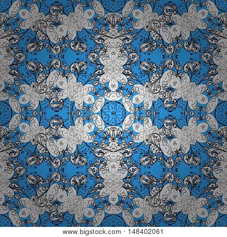 Stock vector elegant card with a circular ethnic ornament in vintage style on the lace seamless pattern background. Beautiful background for your design.