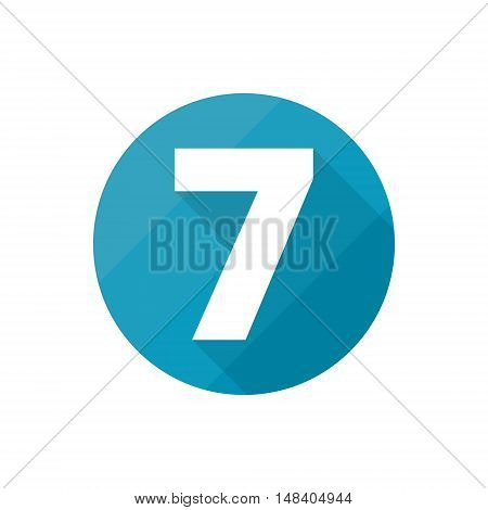 Number symbol 7, Flat icons set with long shadow