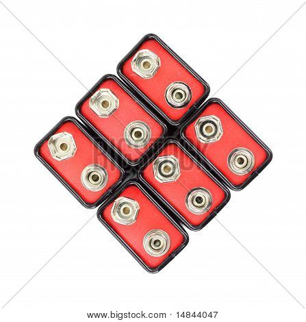 Gruppe af ni volts batterier