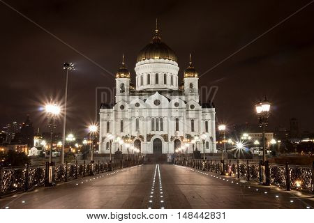Christ the Savior Cathedral, night city lights