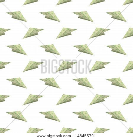 Dollar Paper Concept Plane Seamless Pattern on White Background. American Banknotes. Cash Money. US Currency