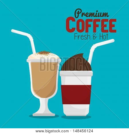 coffee cup glass and plastic with straw graphic vector illustration eps 10