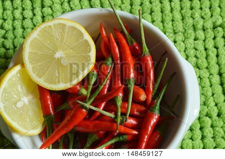 spicy chili and sour lemon in bowl