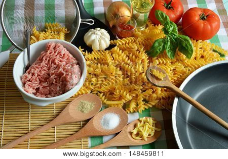 all ingredients on table for make fresh pasta