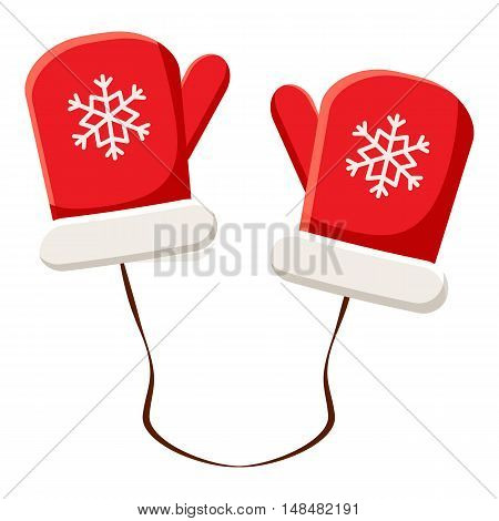 Red mittens icon in cartoon style isolated on white background. Accessory symbol vector illustration