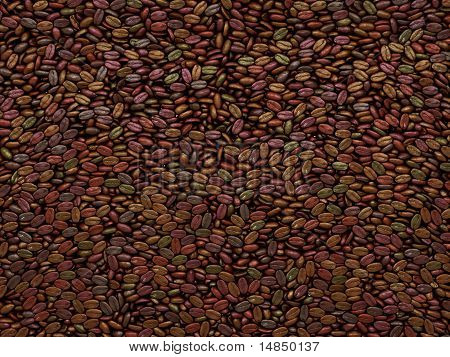 Osorterade kaffebönor textur eller bakgrund