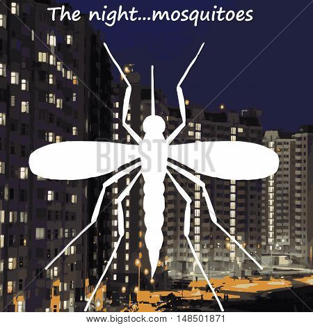 mosquito in night town high quality vector