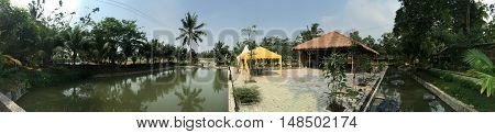 Beautiful scene at a village with ponds where people use to enjoy their fishing. Located at Banten.
This place also has a restaurant where people can have their meals while enjoying the view.