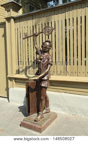 Sculpture of fairytale personage near Alexey Tolstoy house, Samara