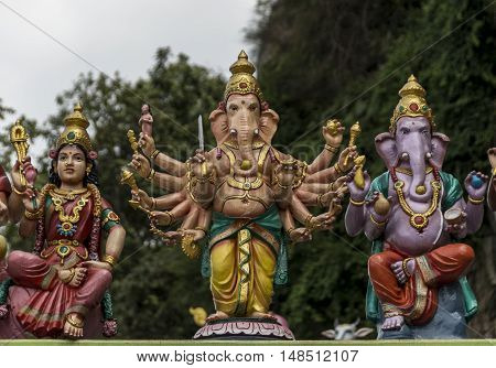 Hindu gods at the Batu Caves temple in Kuala Lumpur, Malaysia