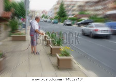 Shooting in different parts of the resort town on the moving camera