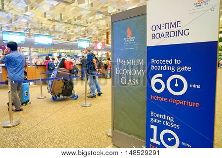 SINGAPORE - CIRCA AUGUST, 2016: inside of Changi Aiport. Changi Airport is the primary civilian airport for Singapore.