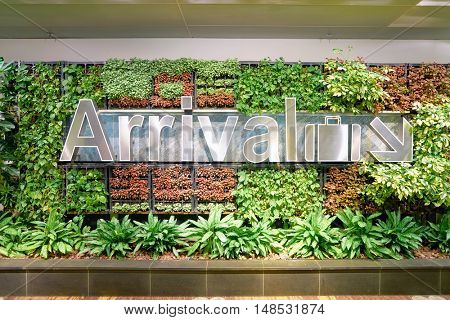 SINGAPORE - CIRCA AUGUST, 2016: inside of Changi Aiport. Changi Airport is the primary civilian airport for Singapore.