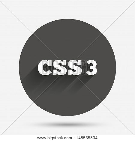 CSS3 sign icon. Cascading Style Sheets symbol. Circle flat button with shadow. Vector
