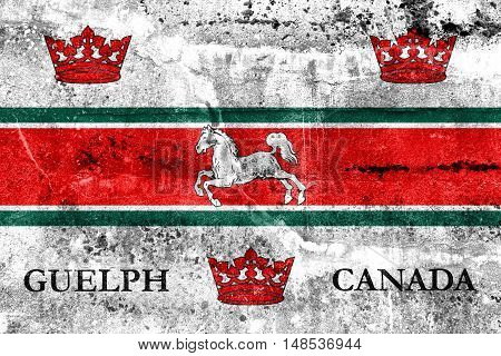 Flag Of Guelph, Canada, Painted On Dirty Wall