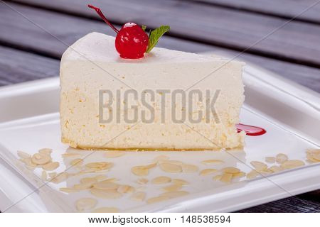 piace of cake close up on white bachground
