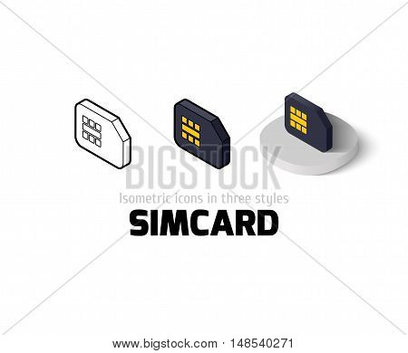 Simcard icon, vector symbol in flat, outline and isometric style