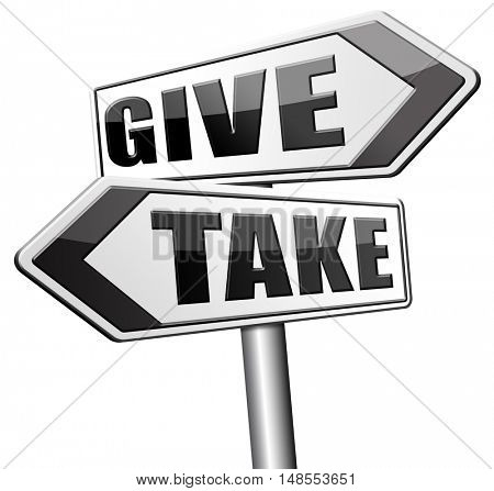 give take to charity and make a contribution or donation altruism and generous giving and donate cheap grudging 3D, illustration
