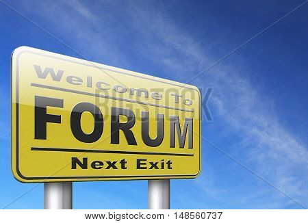 forum internet icon website www logon login and subscribe to participate in discussion  3D, illustration
