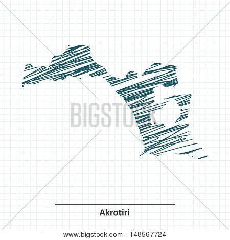 Doodle sketch of Akrotiri map - vector illustration
