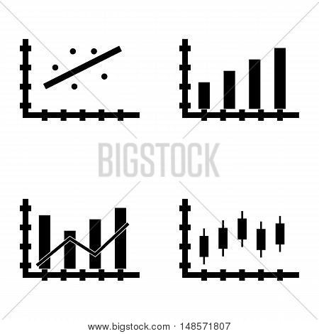 Set Of Statistics Icons On Candles Chart, Dynamics Graph, Scatter Chart And More. Premium Quality Ep