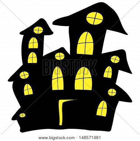 Halloween Creepy Scary Hounted House, Vector Symbol Icon Design.