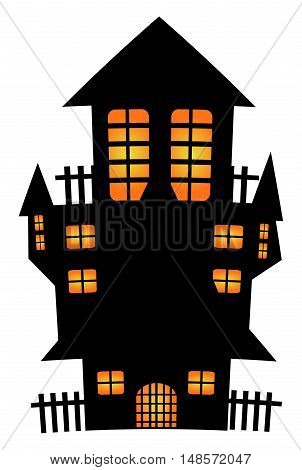Halloween Creepy Scary Hounted House, Vector Symbol Icon Design.